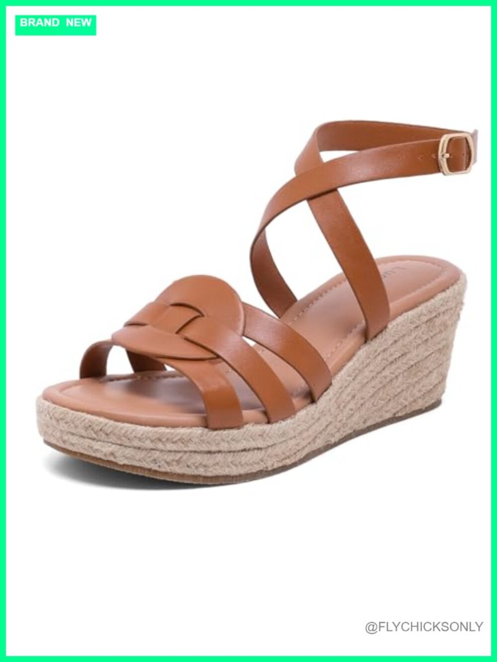Women's Wide Width Wedge Platform Sandals Faux Leather Comfort Adjustable Ankle
